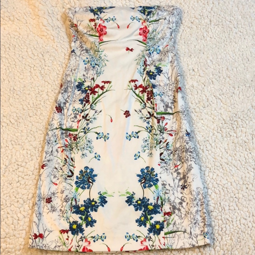 Zara Floral Strapless Dress - Multicolor